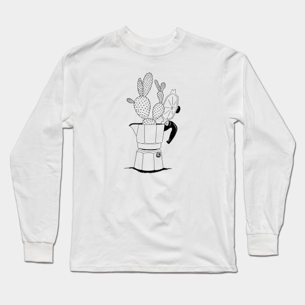 Cactus in Moka Pot 🌵 Long Sleeve T-Shirt by grow.up.c